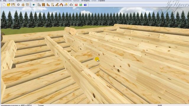 Проект деревянной бани из оцилиндрованного бревна 3х4м 200мм УдПроект рф