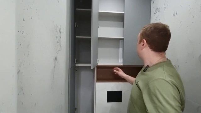 Современный стильный шкаф для маленького туалетного помещения / маленький рукомойник в туалете