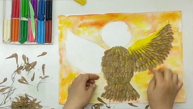 Сова из вертолетиков. Осенняя поделка