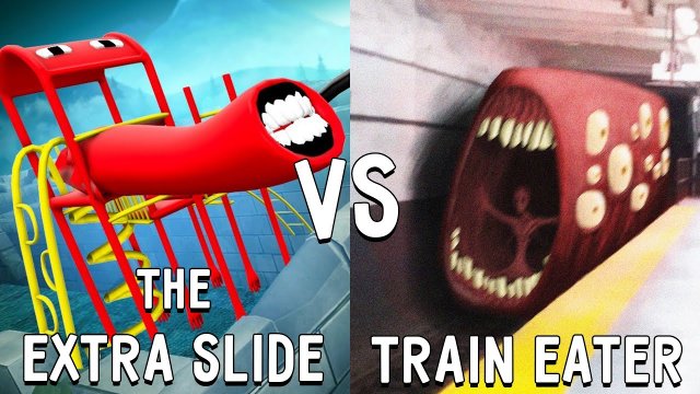 ДЕТСКАЯ ГОРКА против ПОЕЗД ПОЖИРАТЕЛЬ в майнкрафт ! Битва THE EXTRA SLIDE VS TRAIN EATER MINECRAFT