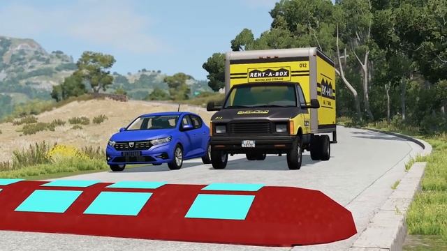 Тачки против огромного красного лежачего полицейского - BeamNG Drive