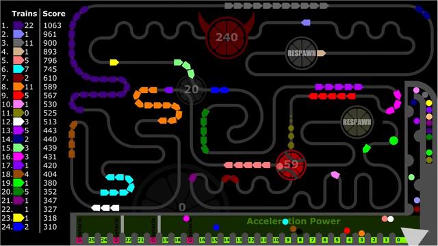The Train Battle - Marble Race in Algodoo