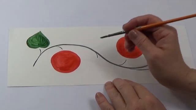 Хохломская роспись || Узор "Яблоки" || Травный узор