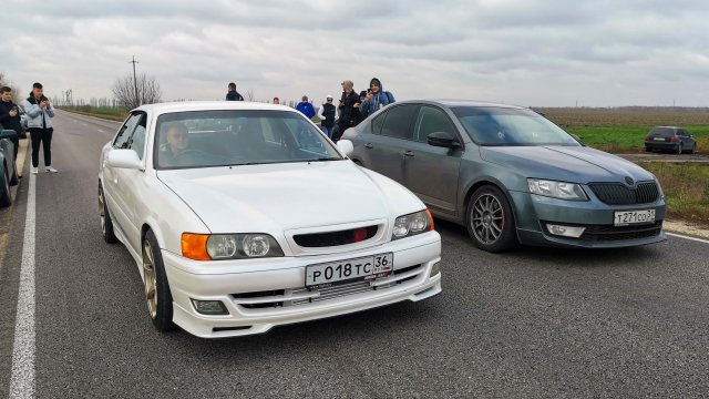 Chaser 100 1JZ-GTE (500л.с.) vs OCTAVIA A7 1.8T (360л.с.), AUDI A5 2.0T vs GOLF 7 GTI vs TESLA