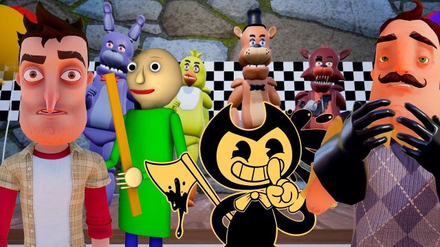 ШОУ ПРИВЕТ СОСЕД!БЕНДИ,БАЛДИ,ГРЕННИ,ФНАФ,МОРОЖЕНЩИК и МОНАХИНЯ В ГОСТЯХ У СОСЕДА!ИГРА HELLO NEIGHBOR