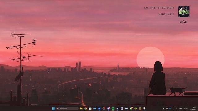 Wallpaper Animated Girl Watching Sunset [4k] + Media Integration