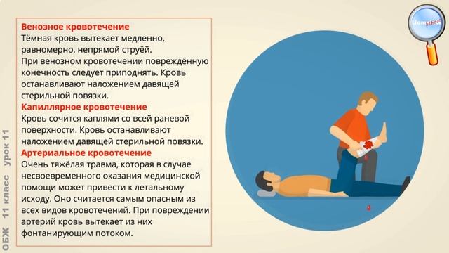 ОБЖ 11 класс (Урок№11 - Первая помощь при ранениях.)