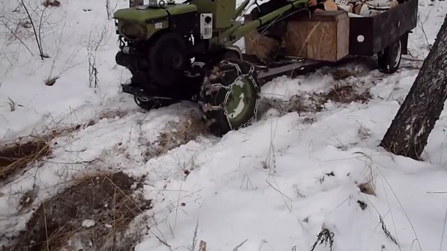 Тест драйв цепей на колесах мотоблока.