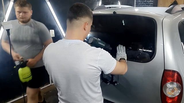 Формовка заднего стекла на (Chevrolet Niva), Тонировка задний полусферы краткое обучения