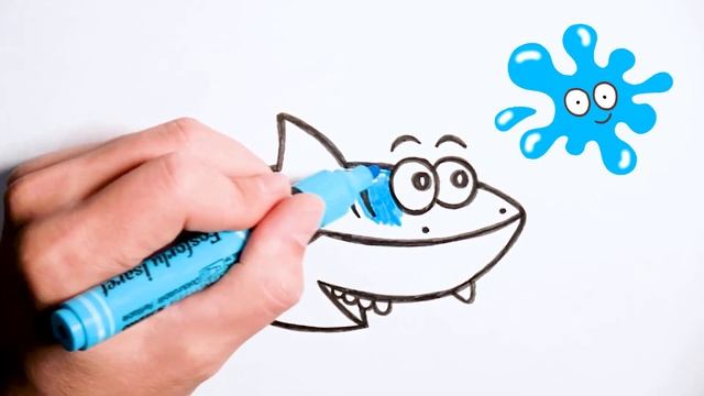 Как нарисовать АКУЛЕНКА / Мультик Раскраска для детей АКУЛЕНОК / Baby shark coloring page