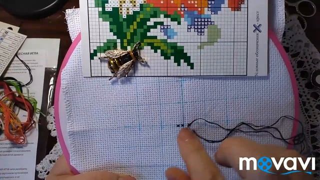 Уроки вышивки. Вышивка крестом по бумажной схеме.