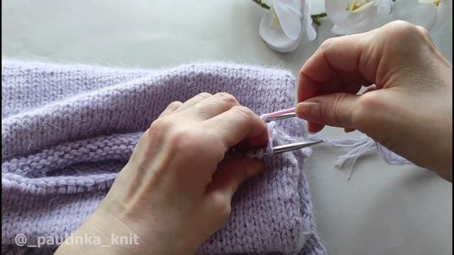 Как Сшить Лицевую Гладь Трикотажный Шов Петля в Петлю #_pautinka_knit #трикотажныйшов