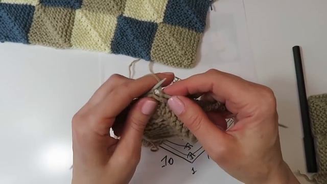 ПРОСТОЙ ПЭЧВОРК СПИЦАМИ ИЗ ОСТАТКОВ ПРЯЖИ.УЗОР ДЛЯ ПЛЕДА,ПОДУШКИ,ПАЛАНТИНА,ТУНИКИ. узоры спицами