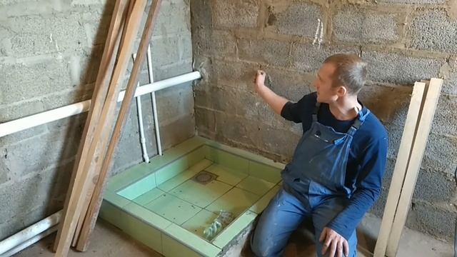 DIY Душевой поддон своими руками.Горячий душ с помощью дров.Стройка дома своими руками.