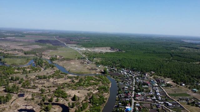 ДЕРЕВНЯ КОСТЫЛИ ( Челябинская область ) Река Миасс . Вид с дрона.