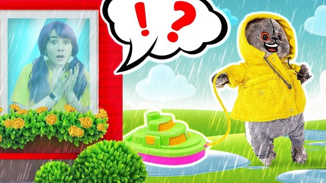 Кот Дымок простудился! Прогулка под дождем | Видео для детей про мягкие игрушки