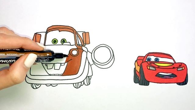 Cars on the road - Mater gets Turbo Charged Boosters and Lightning McQueen | Cars | Coloring pages