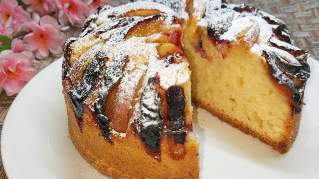 Пышный, Тает во рту! Быстрый Пирог со сливами на сметане. Выпечка к чаю Сливовый пирог