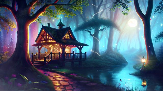 "Magical Moon" - Enchanted Night Forest Ambience with Crickets and Owls