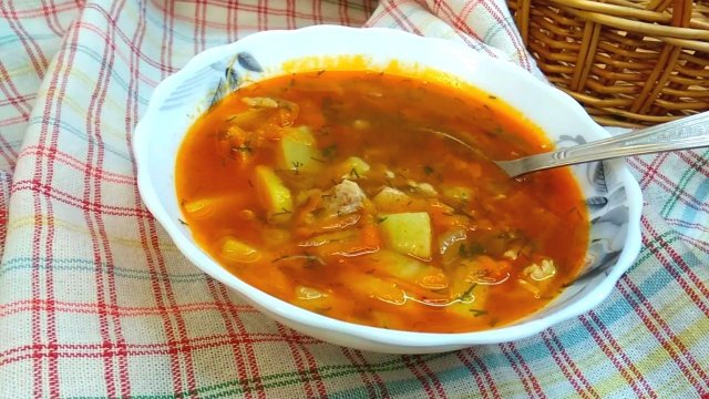 Суп мясной картофельный с рисом