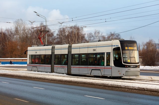 15 маршрут трамвая. 02.12.2023 год. Москва.