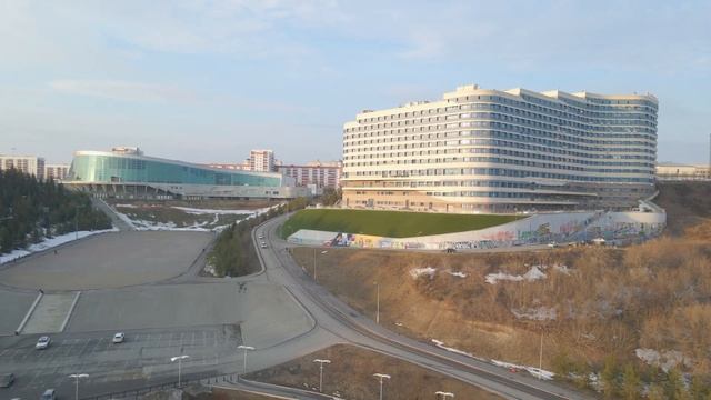 Конгресс-холл, Телецентр, Заки Валиди, Набережная реки Белой, Аэросъёмка с квадрокоптера в Уфе