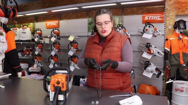 Как поменять цепь и установить шину на Stihl MS180?