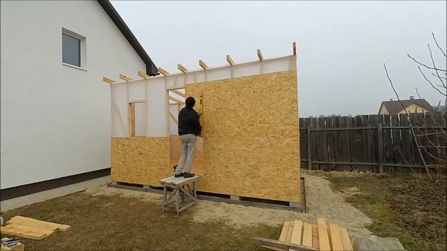 Обшивка каркаса ОСБ. Каркасная котельная. Бытовка. Сарай