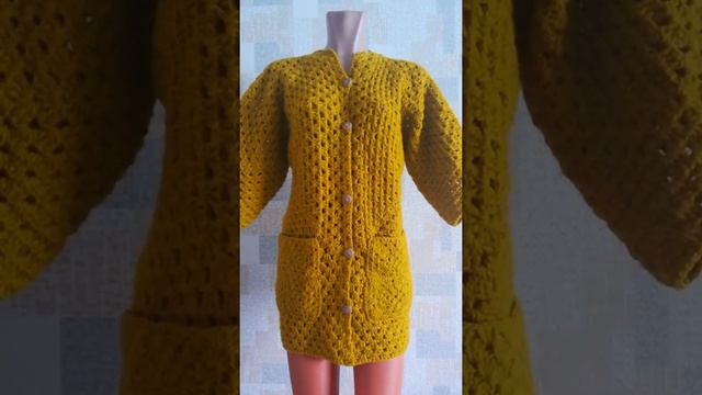 ВЯЗАНЫЙ КАРДИГАН ИЗ ДВУХ ШЕСТИУГОЛЬНИКОВ