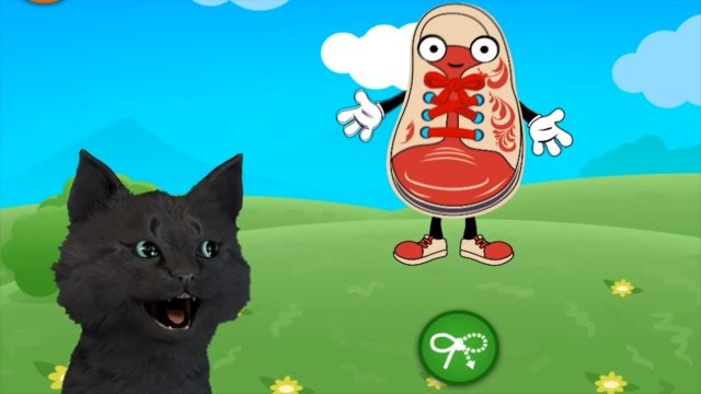 УЧИМСЯ ШНУРОВАТЬ ОБУВЬ С ГОВОРЯЩИМ СУПЕР КОТОМ ( ИГРА для ДЕТЕЙ ).mp4