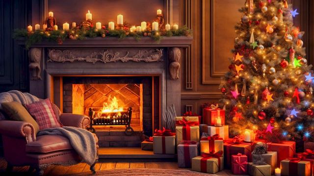 Christmas Music 2024 ⛄ Instrumental Christmas Music with Crackling Fireplace, Christmas Ambience