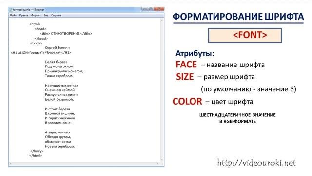 Форматирование текста на Web странице
