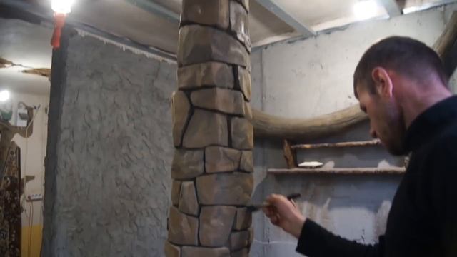 Мой способ покраски камня из бетона !