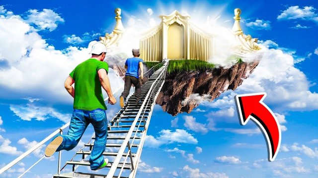 ЗАБРАЛИСЬ С МУРКОЙ ПО ЛЕСТНИЦЕ В РАЙ И СПРЫГНУЛИ С НЕЁ ГТА 5 МОДЫ РАЙЛЮХА