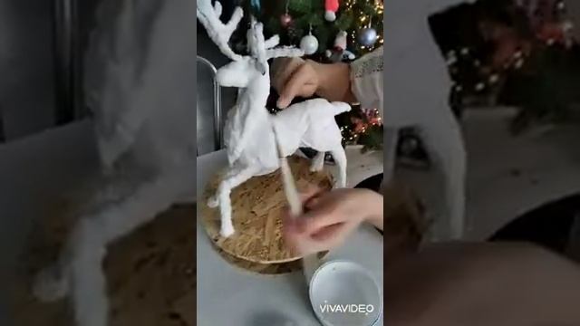 игрушки из ваты новогодний олень своими руками