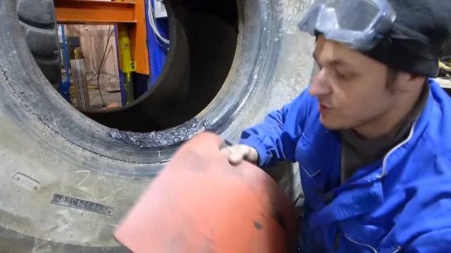 Ремонт бортового кольца на крупногабаритной шине / OTR bead repair
