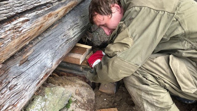 Продолжаем поднимать сруб. Ремонт старого дома (Часть 5, День 12).