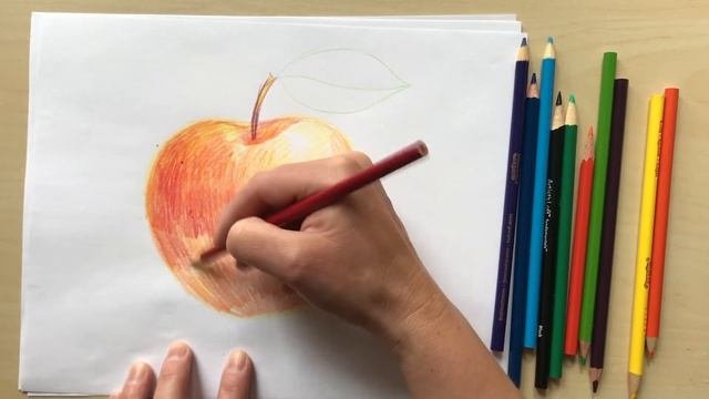 Как нарисовать яблоко цветными карандашами. Рисуем вместе с Наталкой Барвинок #урок_рисования