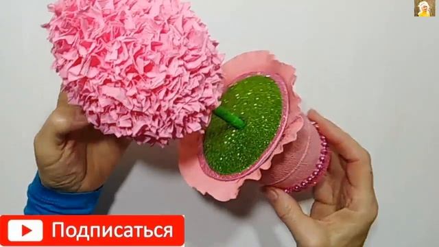 2 ИДЕИ поделок из КРЕПИРОВАННОЙ БУМАГИ.своими руками.из бумаги.цветы из бумаги.подарки.к 8 марта DI
