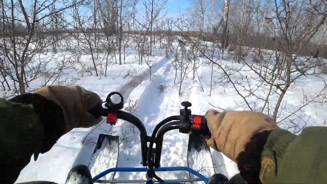 Мотобуксировщик Хаски! По глубокому снегу!