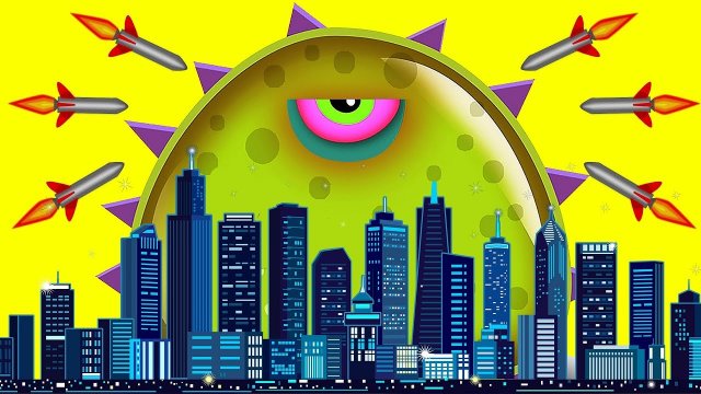 Суровый ЛИЗУН ГЛАЗАСТИК в ГОРОДЕ #1! Игра Tales from Space Mutant Blobs Attack