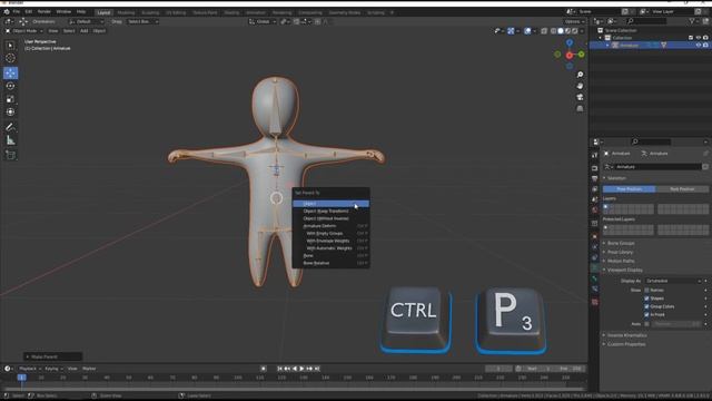 Создание виртуального скелета   Armature в Blender