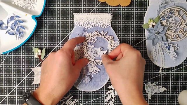 Новогодние открытки-варежки: скрапбукинг, мастер-класс