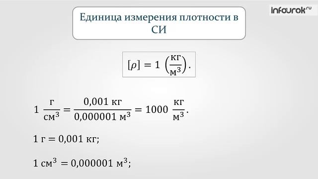 Плотность вещества. Физика 7 класс.