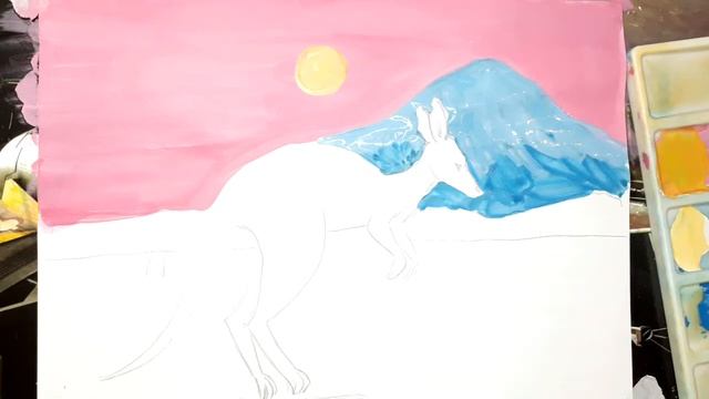 Рисунок гуашью "Кенгуру"