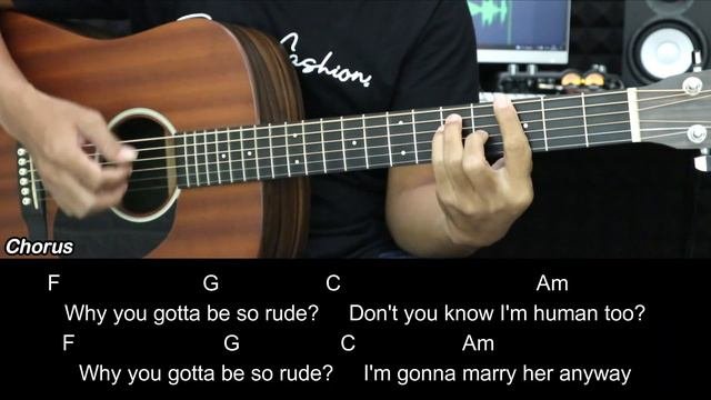 Rude - MAGIC! | EASY Guitar Tutorial with Chords / Lyrics - Guitar Lessons