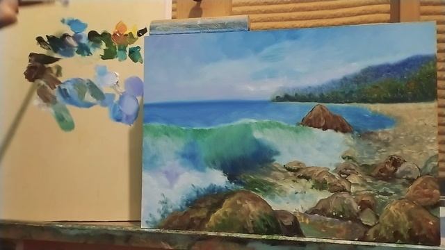 Как рисовать волну маслом|учимся рисовать море|как рисовать море маслом для начинающих