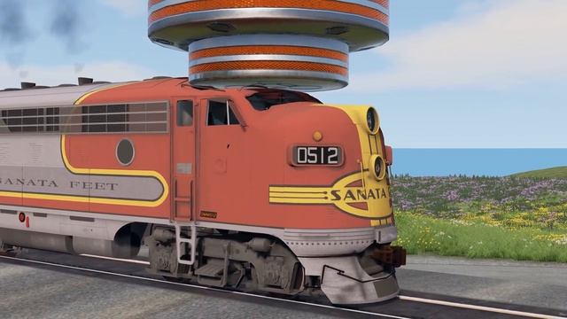 Гидравлический пресс против поездов – BeamNG.Drive