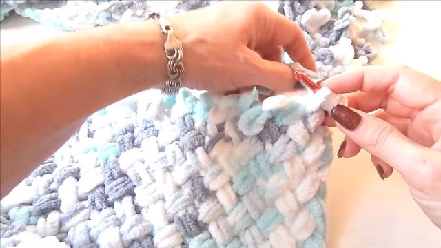 Узор "Плетенка" из Alize Puffy Fine. Вяжем плед из Ализе Пуффи Файн