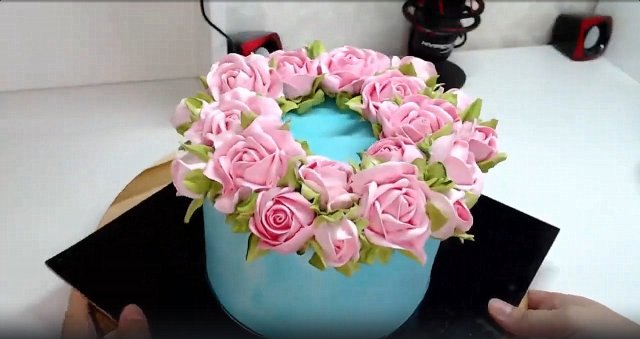 Белково заварной крем? 7 роз одной насадкой ?нежный торт для девушки ?Танинторт